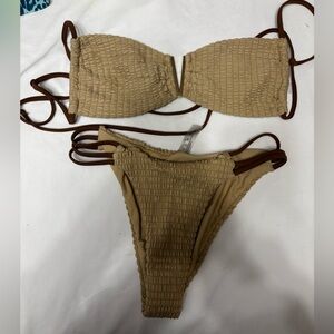 Amazon Tan Textured Bikini Set